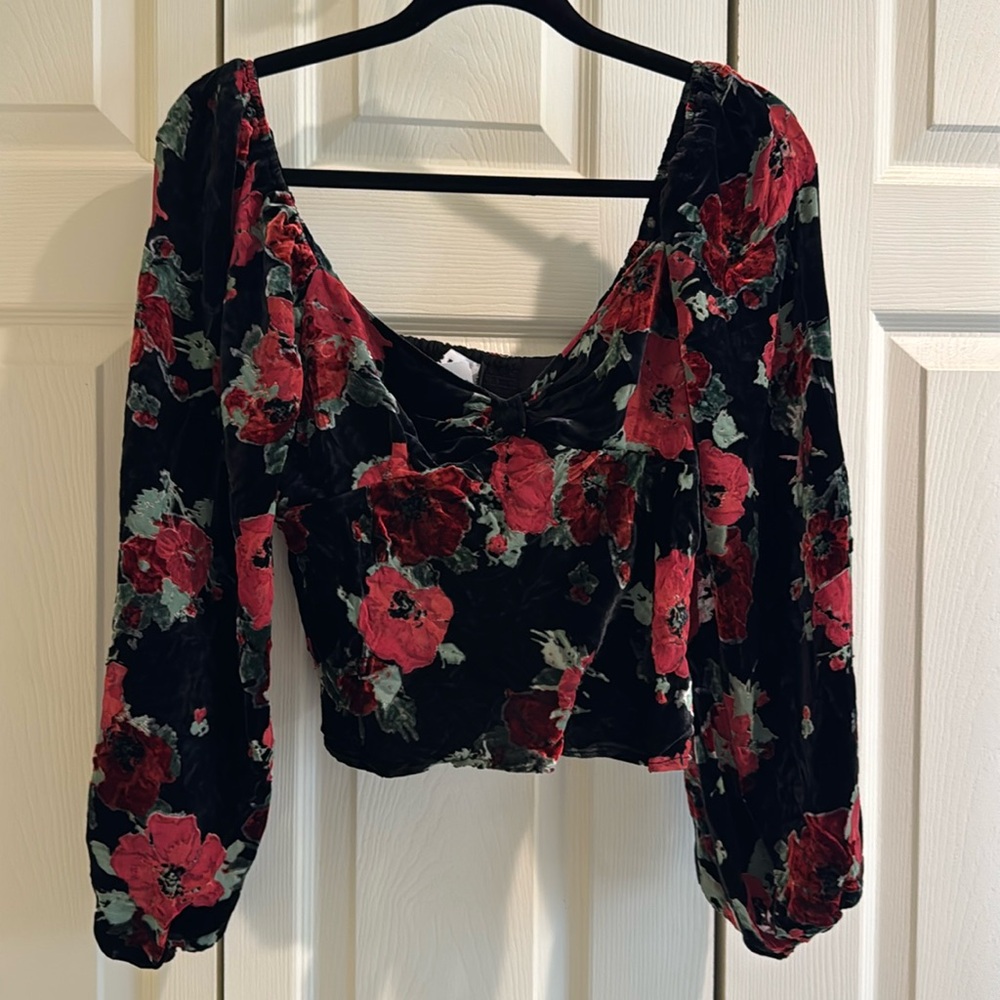 Crop top, velour- like, RIXO brand, new w/tag
